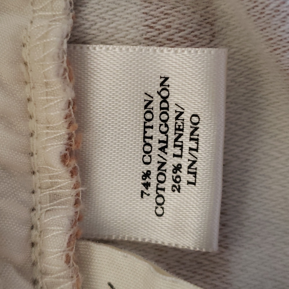 Ann Taylor Striped Tan White Cotton Linen Shorts Flat Front Pockets Casual | 10 - Picture 10 of 10